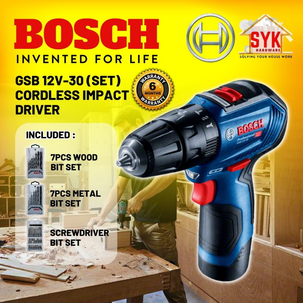 SYK Bosch GSB12V-30 GSB 12V-30 Brushless Motor Cordless Impact Drill Driver Mesin Gerudi - 06019G91L1