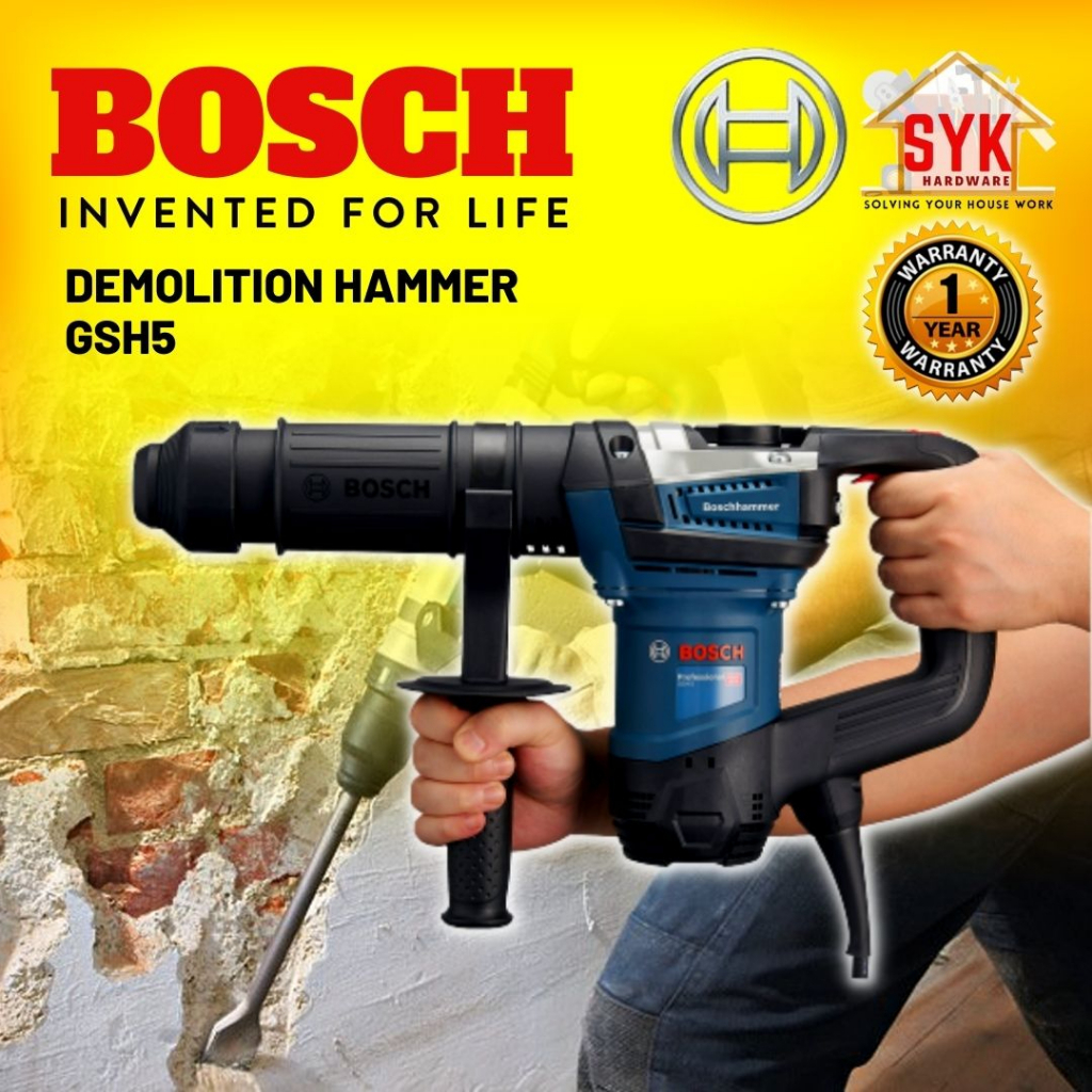 SYK BOSCH GSH5 GSH 5 H/Duty Demolition Hammer Electric Concrete Breaker Hacker Mesin Pecah Batu Mesin Hacker-06113370L0