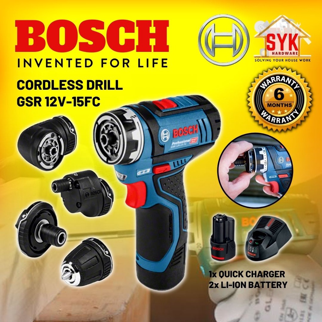 SYK Bosch GSR12V-15FC Cordless Drill Battery Screwdriver Mesin Drill Gerudi Skru Drill Bateri Bosch - 06019F60L0