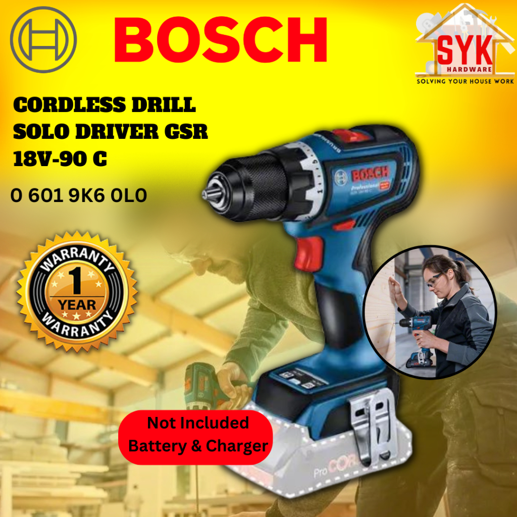 SYK Bosch GSR 18V-90C GSR18V-90C Cordless Drill Driver Solo Machine Cordless Wood Steel Mesin Gerudi 06019K60L0