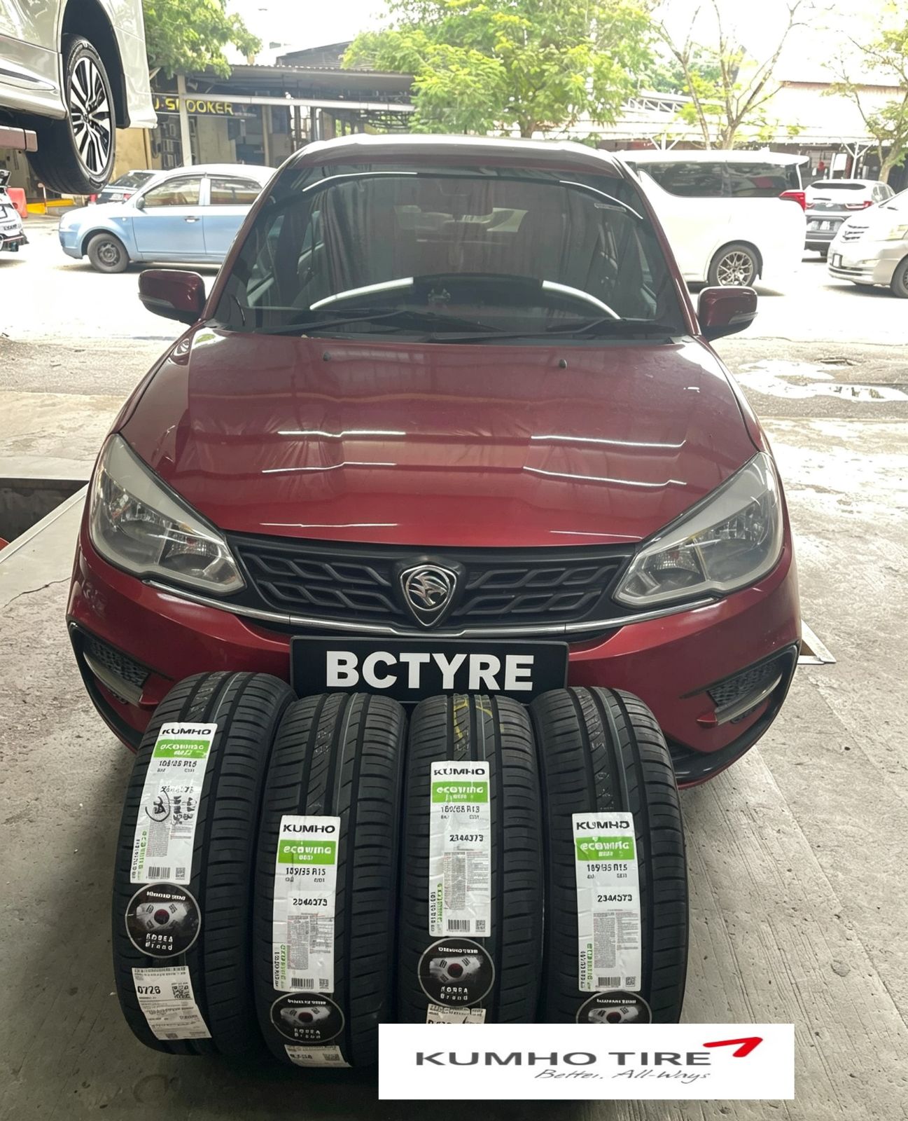🚗✨ Proton Saga 轮胎升级完成！185/55R15 Kumho Ecowing ES31！🛞🔥_203114072026