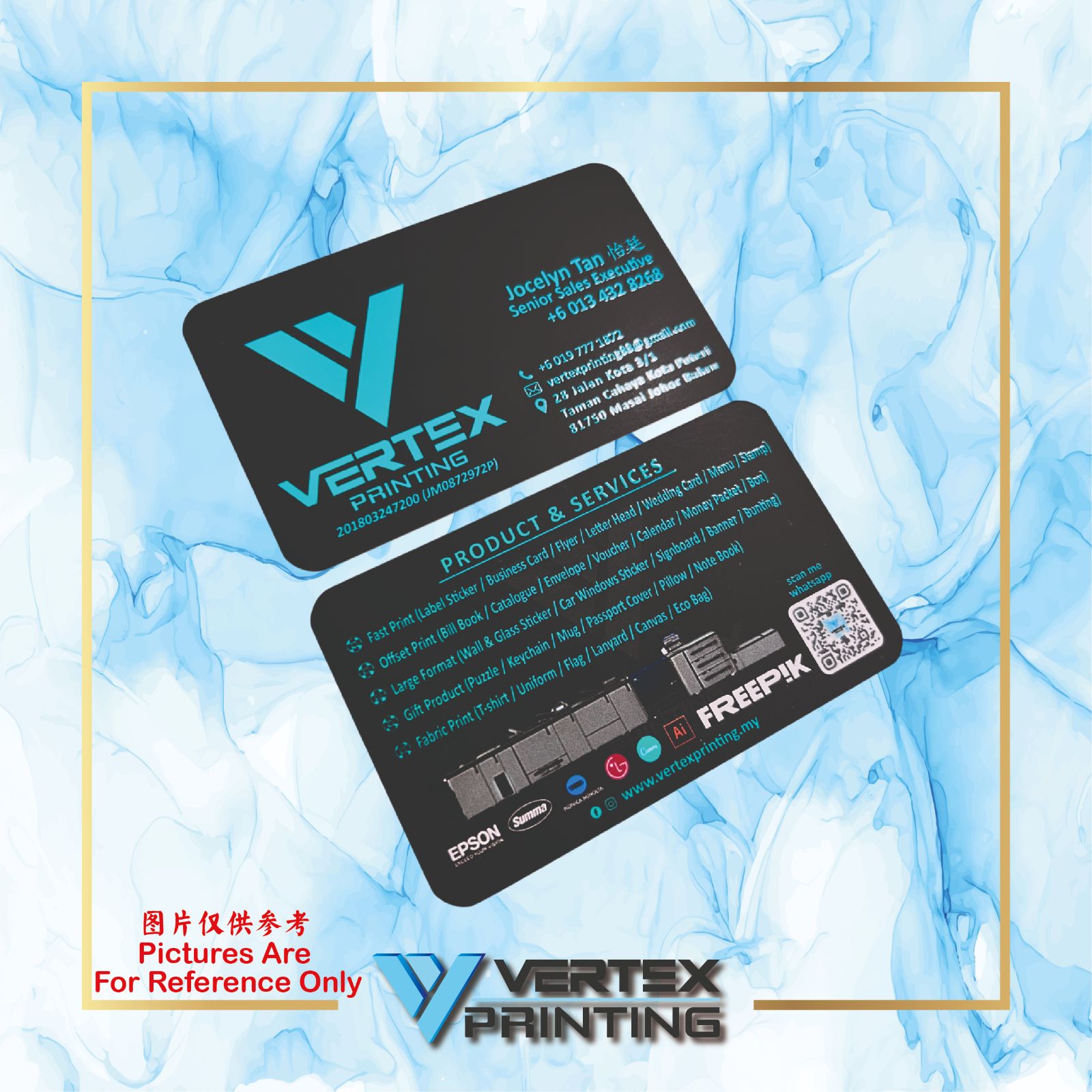 Business Card Spot UV + 3D Hot Stamping Foil (Fast Print)