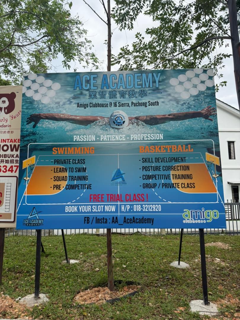 Custom Metal Frame with UV Print Tarpaulin for Swimming Academy at  Puchong, Selangor | Outdoor Advertising Display | Advertising Printing | Outdoor Marketing | Promotion Banner | Banner Stand