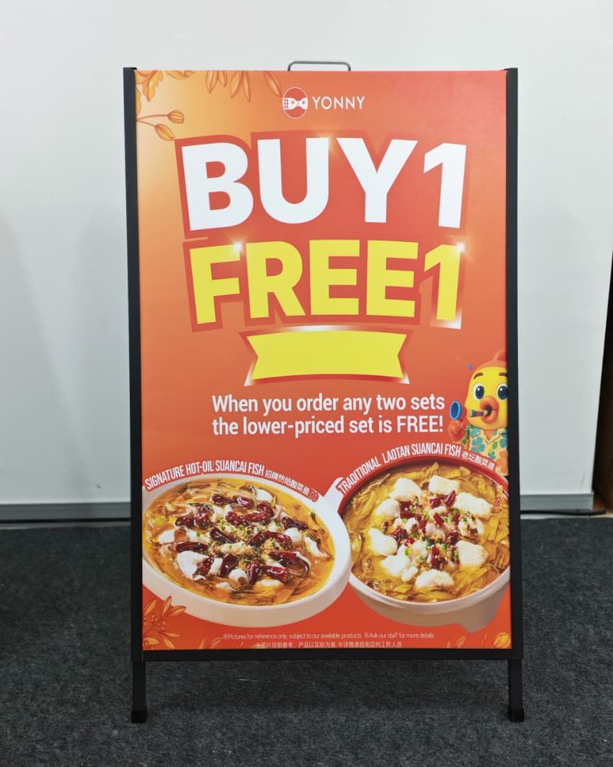 Print Poster with A Stand for Restaurant at Kepong，KL | Promotion Display | Restaurant Signage | Event Display | Outdoor Restaurant Sign | Restaurant Marketing