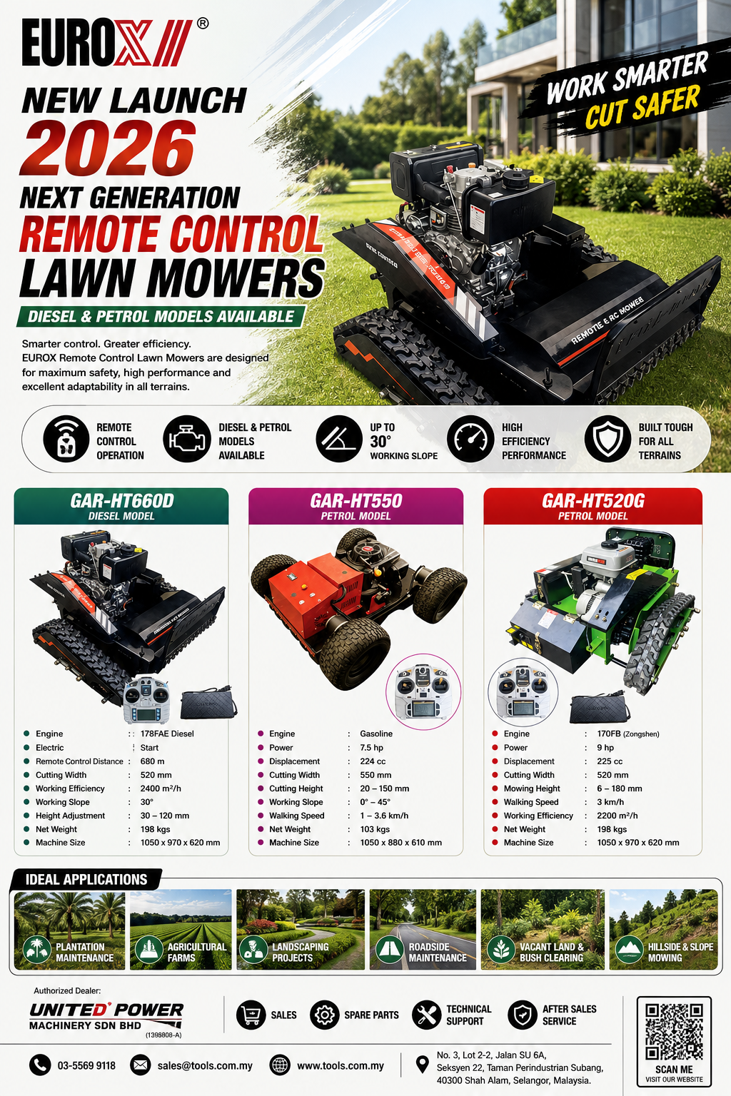 EUROX Remote Control Lawn Mower Malaysia | Diesel & Petrol Mower Series
