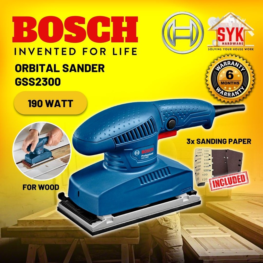 SYK Bosch GSS 2300 GSS2300 Orbital Sander Machine Wood Sander Sanding Machine Mesin Gosok kayu 磨砂机-06012980L0