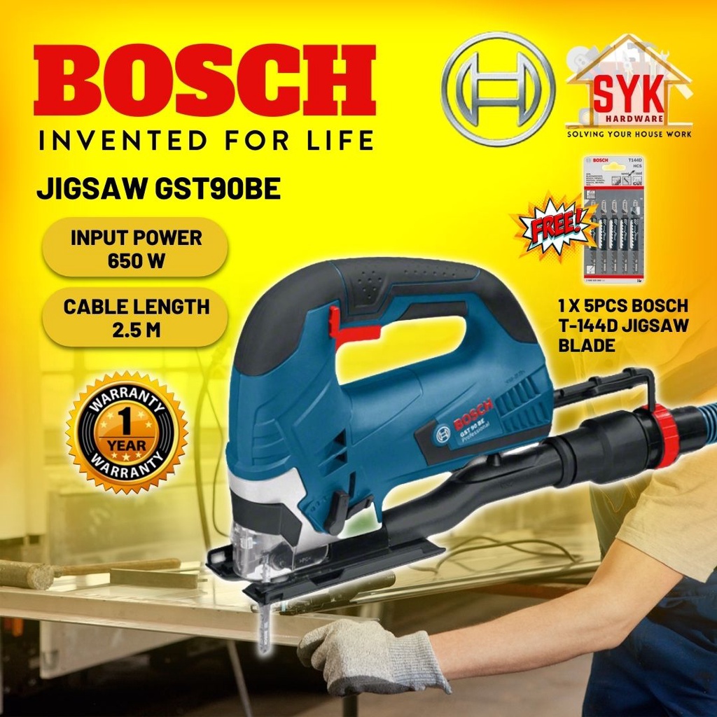 SYK Bosch GST 90BE GST90BE Electric Jigsaw Wood Cutter Jig Saw Machine Gergaji Kayu Gergaji Mesin-060158F0L0(Free Gift)