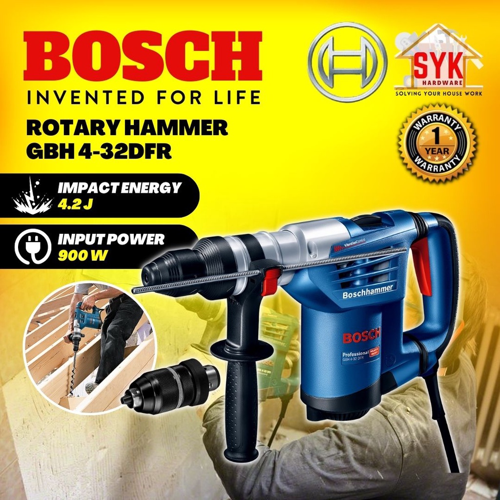 SYK Bosch GBH 4-32 DFR GBH4-32DFR Professional Rotary Hammer Drill Heavy Duty Power Tools Hemmer Drill - 06113321L0
