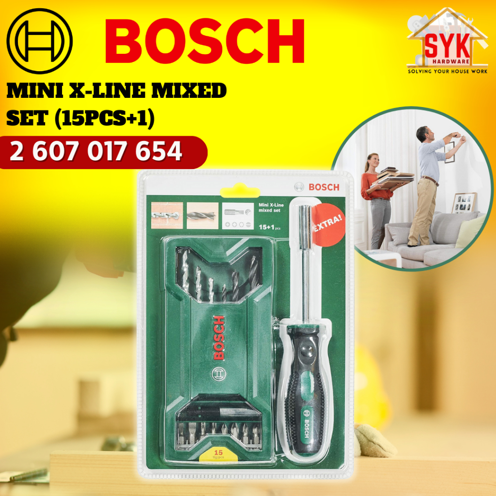 SYK Bosch Mini X-Line Mixed Set 15+1 Pcs Screwdriver Drills Bit Set Screwdriver Set Accessories 2607017654