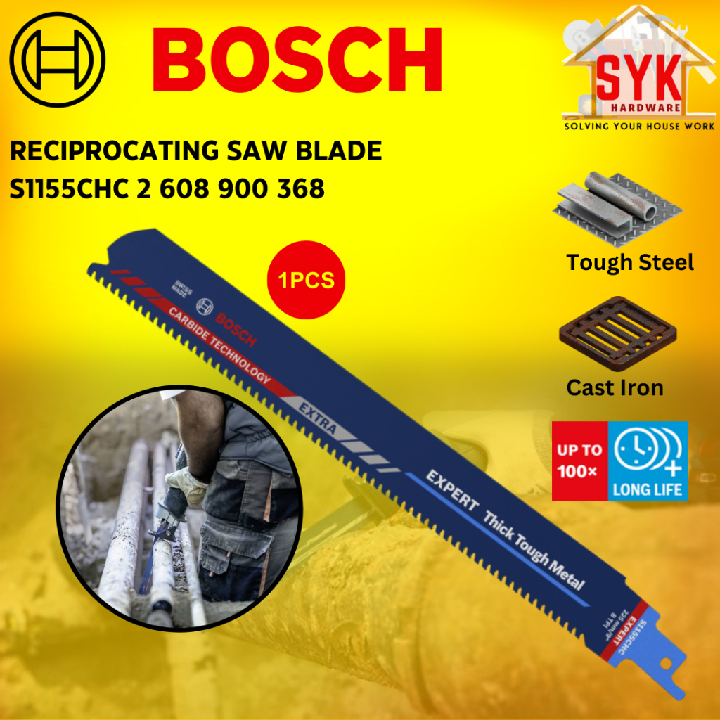 SYK Bosch S1155CHC Carbide Reciprocating Sabre Saw Blade Steel Iron Pipe Cutting Saw Blades Pemotong Besi