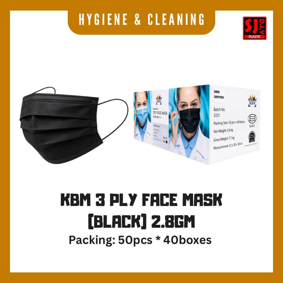 KBM SIRIM 3-Ply Face Mask (Black) 2.8gm 