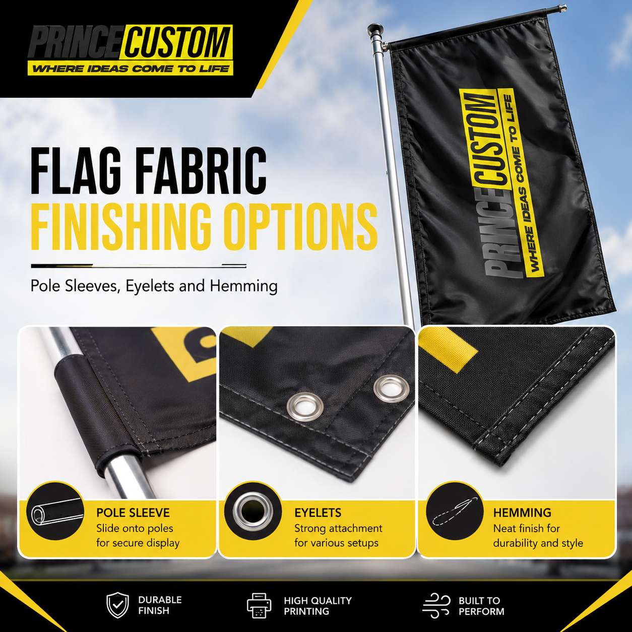 Flag Fabric Finishing Options: Pole Sleeves, Eyelets, Hemming and Reinforced Edges