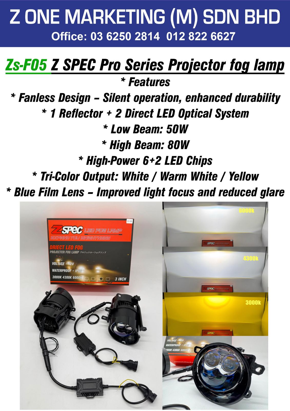 zs-f05 zspec pro series projector fog lamp