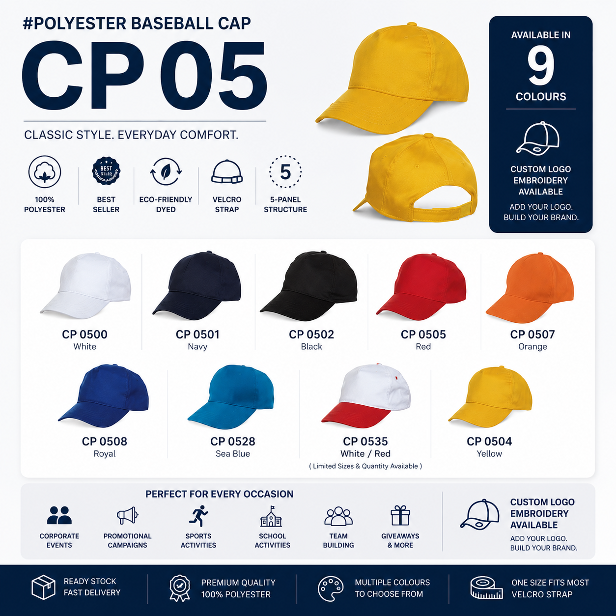Polyester Baseball Cap CP05 (5 Panels)