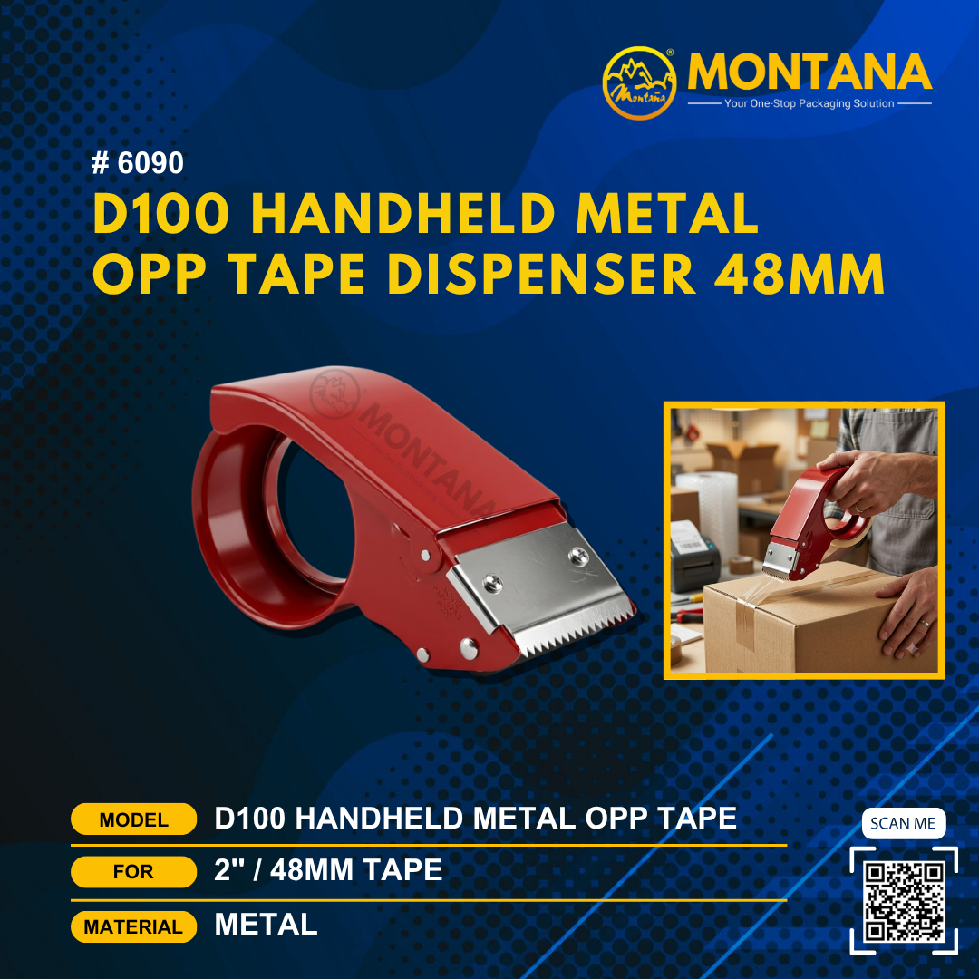 (6090) D100 HANDHELD METAL OPP TAPE DISPENSER 48MM