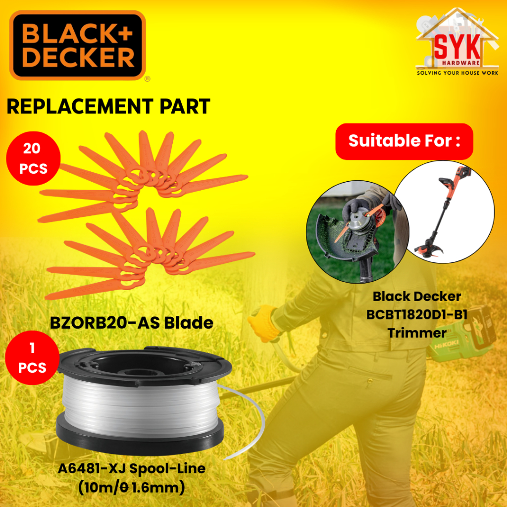 SYK Black Decker BZORB20-AS A6481-XJ Trimmer Replacement Blade Nylon Spool Line String Tali Mesin Rumput