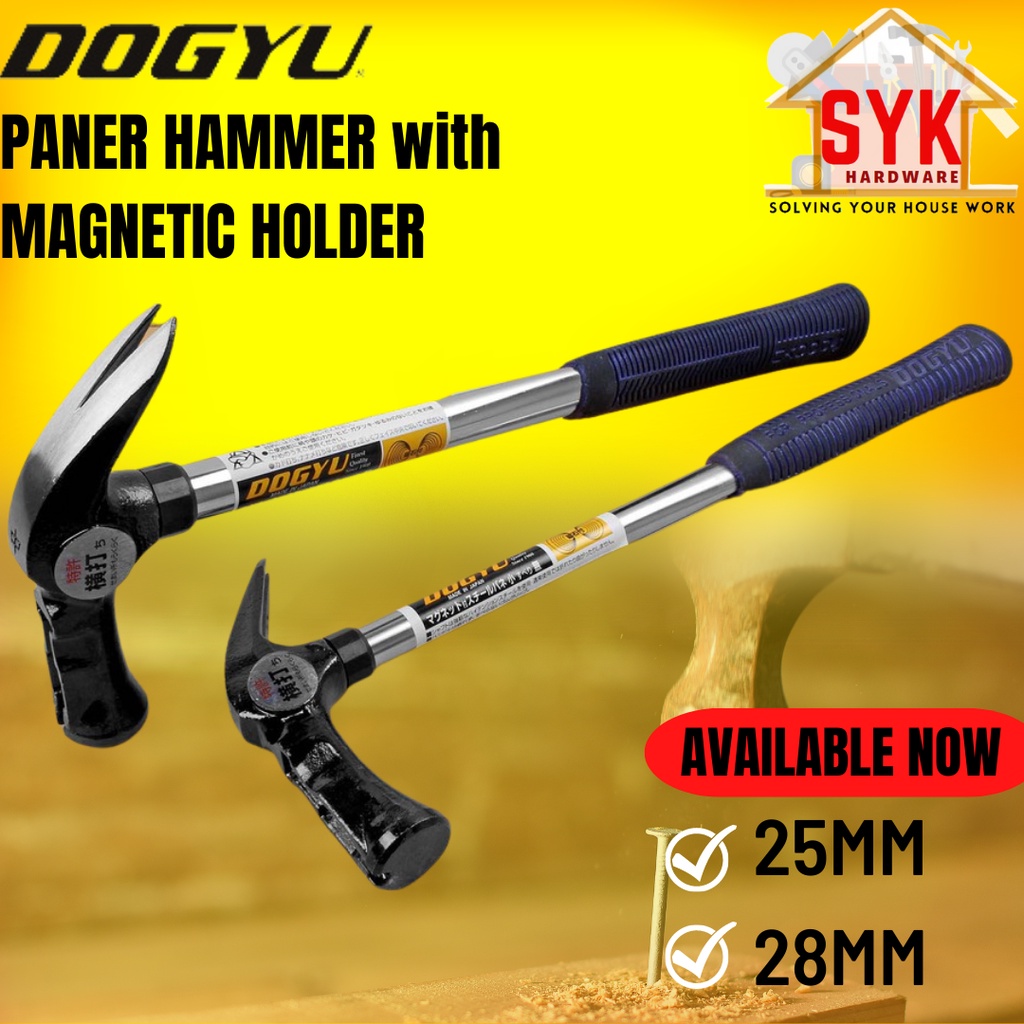 SYK (ORIGINAL) DOGYU (25mm/28mm) Tubular Stainless Steel Handle Paner Hammer with Magnetic Holder Hand Tools Tukul