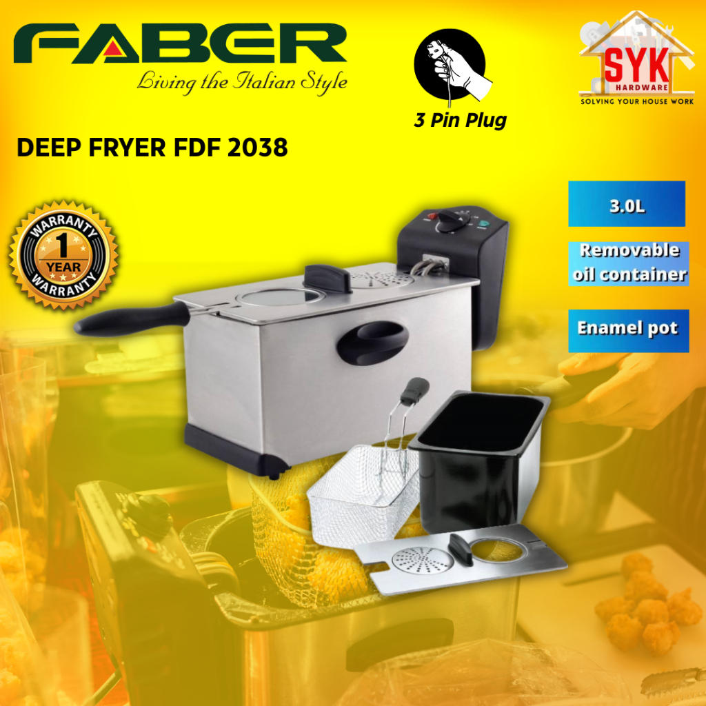 SYK Faber FDF 2038 Electric Deep Fryer Machine Kitchen Appliances Mesin Electrik Penggoreng Kentang 3L