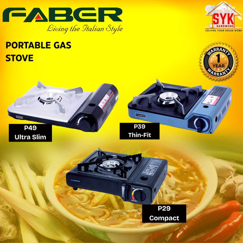 SYK Faber P49 P29 P39 Portable Gas Stove Single Burner Butane Gas Stove Camping Hiking Dapur Gas Kecil
