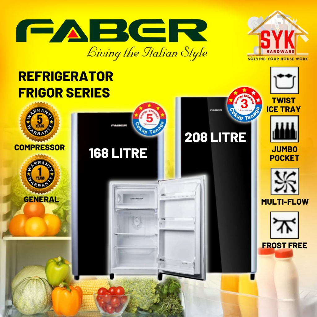SYK Faber Refrigerator FRIGOR 168BK 208BK Fridge 1 Door Refrigerator 1 Door Peti Sejuk 1 Pintu Kecil Peti Ais