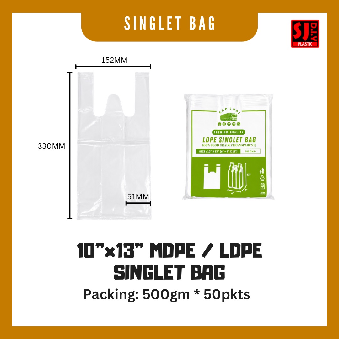 Cap Lori 10x13 MDPE / LDPE Singlet Bag (Transparent)