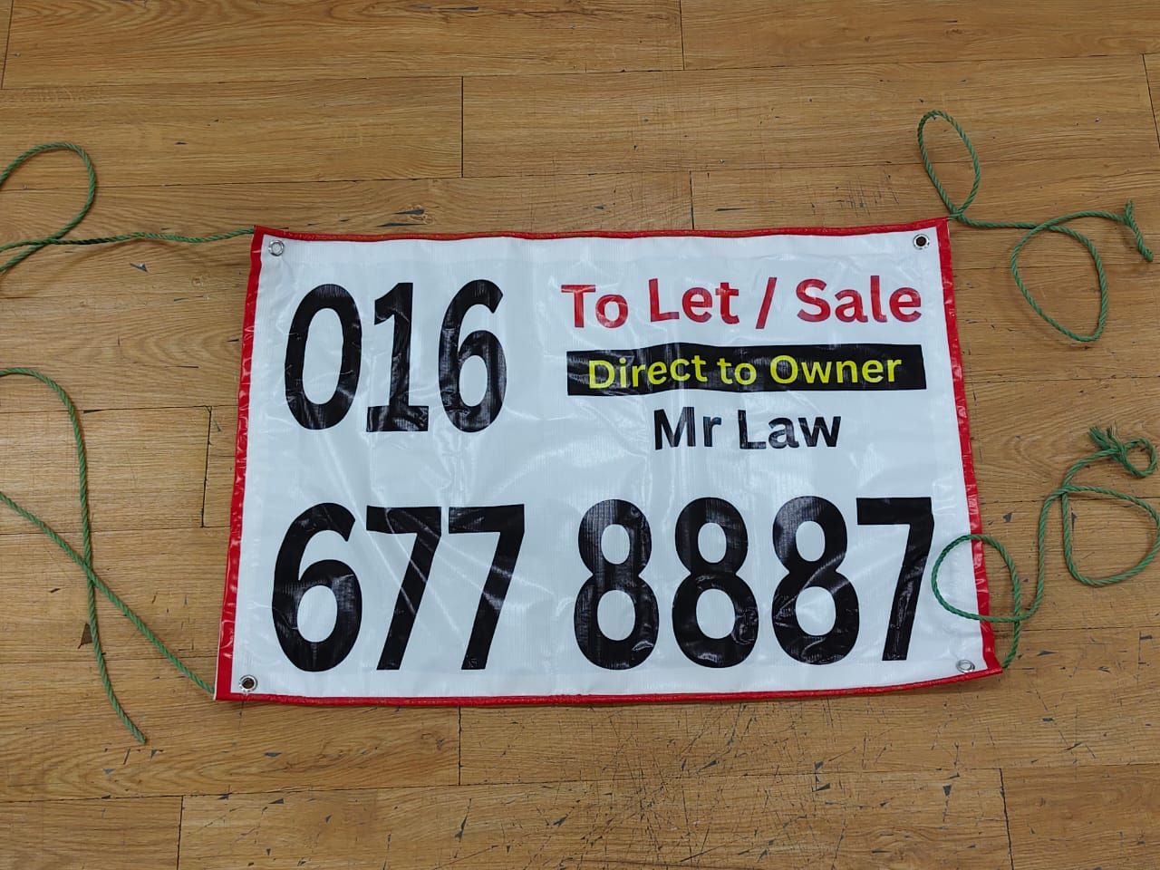 Print Tarpaulin Banner with Contact Number for Property Rent & Sale at Segambut, KL | Property Banner Printing | House For Sale Banner | House For Rent Banner | Outdoor Advertising Banner | Waterproof Outdoor Banner