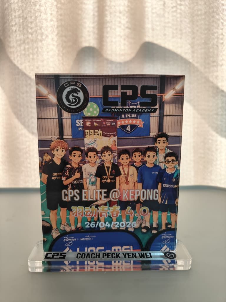 Print Custom Acrylic Table Stand for Badminton Club at Kepong, KL | Acrylic Display Stand | Personalized Gift Printing | Sports Event Souvenir | Club Anniversary Award 