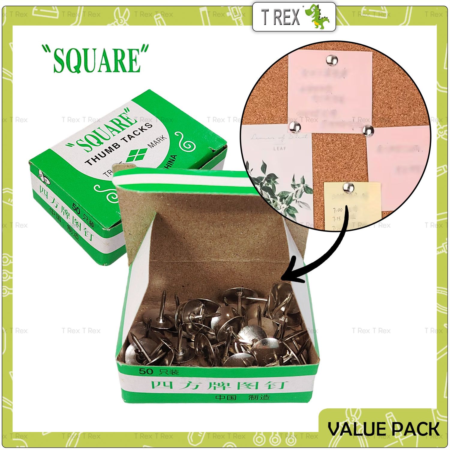 Square 5 in 1 Value Pack Thumb Tacks