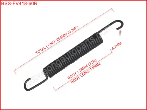 FUSO FV418 REAR BRAKE SHOE SPRING 8" 8 1/2" OIL TYPE #60=SINGLELONGTL250MM (BSS-FV418-60R) 