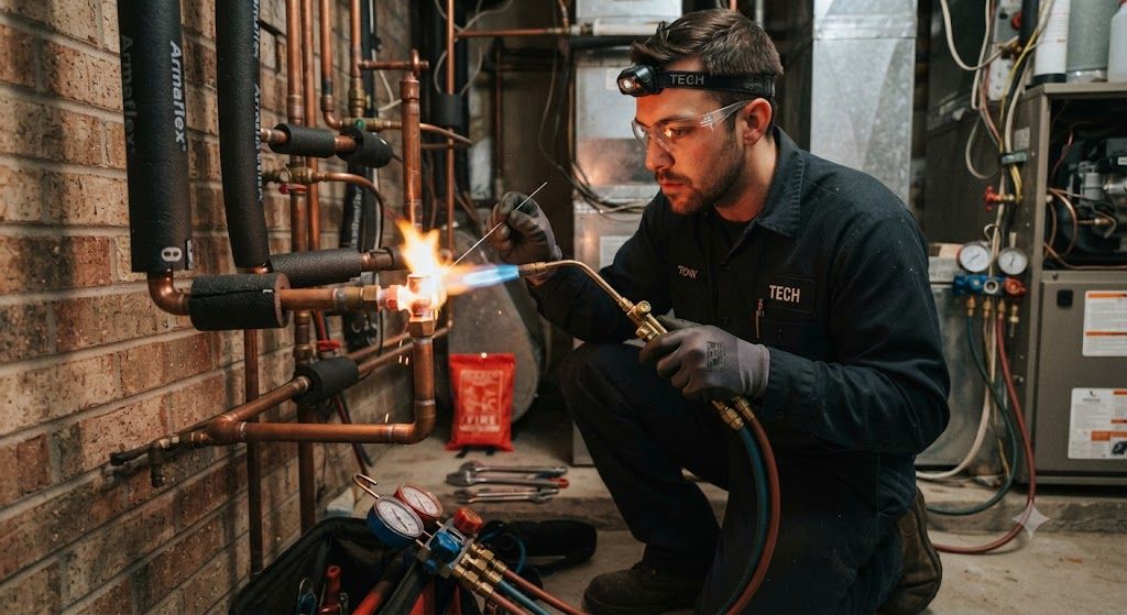copper refrigeration line brazing
