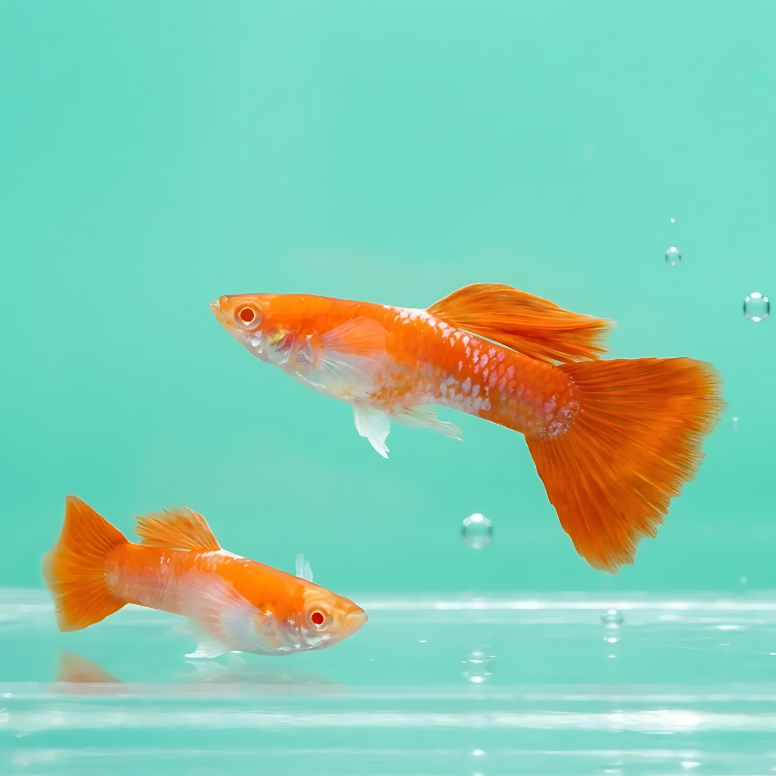 Albino Red Tail Dumbo Ear Guppy