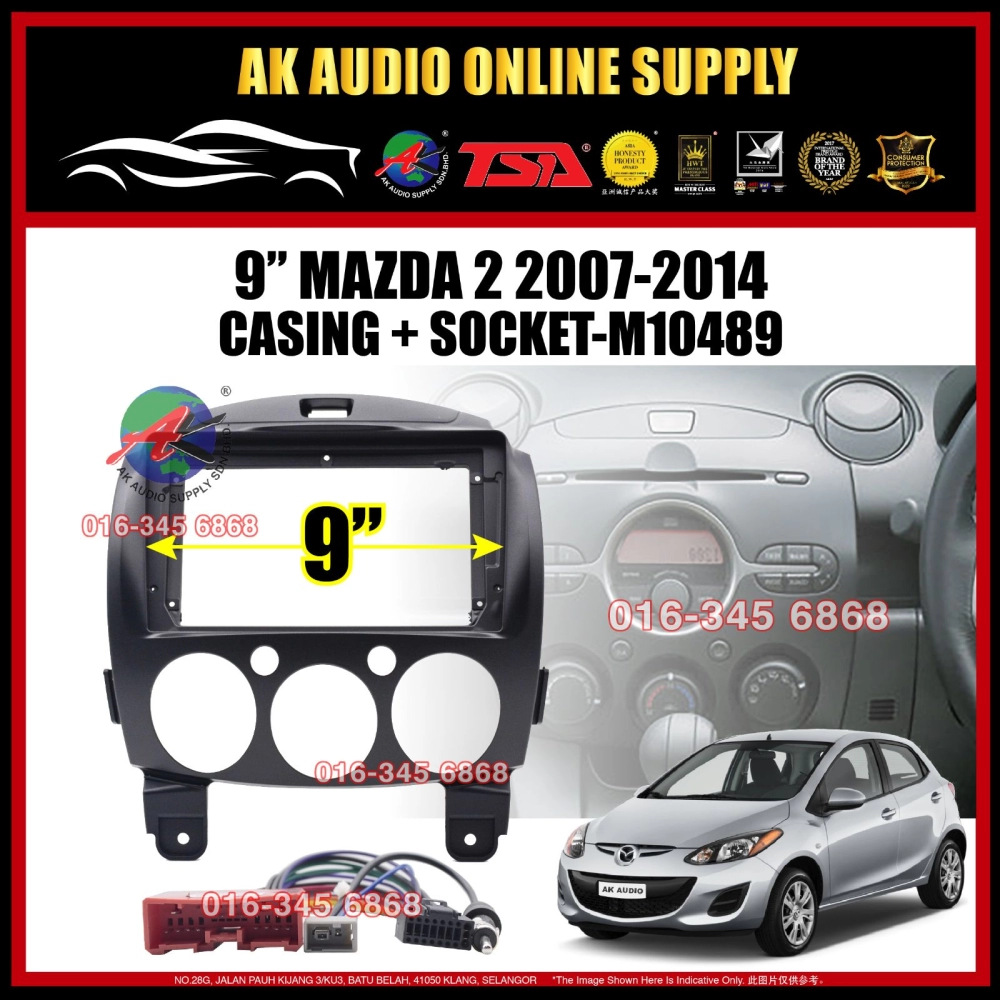 Mazda 2 2007 - 2014 Android player 9" inch Casing + Socket - M10489