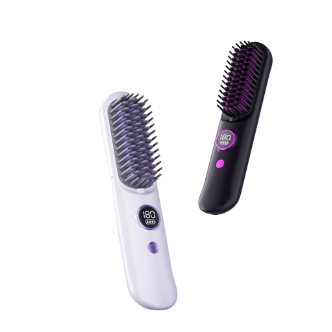 LCD USB Rechargeable Electric Comb Negative Ion Hair Straightener Wireless Portable Hair Straightener