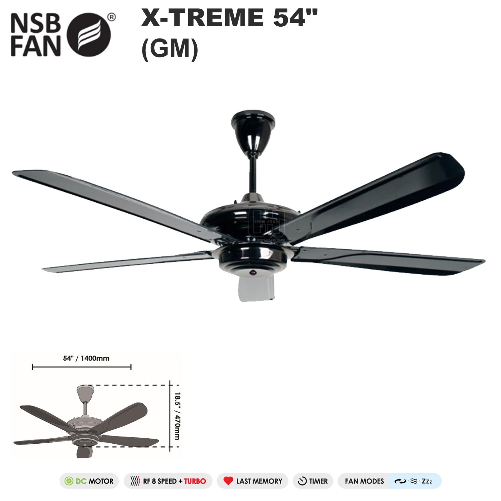 NSB X-TREME DC CEILING FAN 54" FD952-54 (GM)