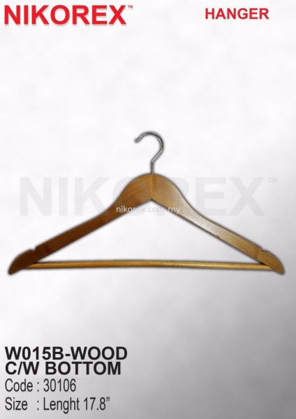501003 - Wood Hanger w Bottom W015B (10pcs) Wooden Hanger HANGERS Singapore Supplier, Supply, Manufacturer | Nikorex Display (S) Pte. Ltd.