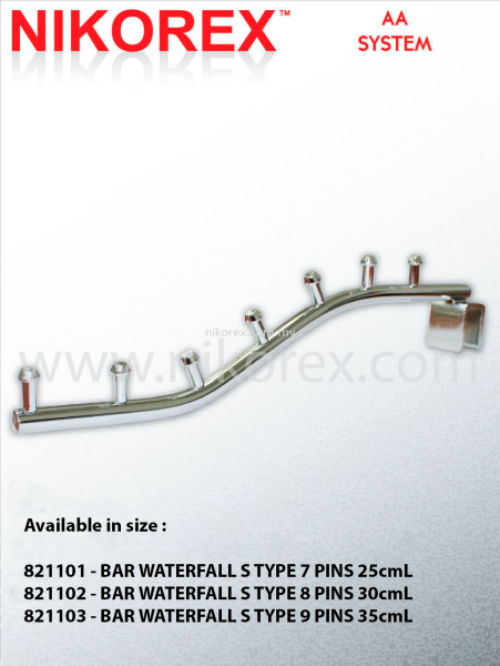 821101-821103 BAR WATERFALL S TYPE (PINS) SQUARE AND ROUND BAR ACCESSORIES Singapore Supplier, Supply, Manufacturer | Nikorex Display (S) Pte. Ltd.