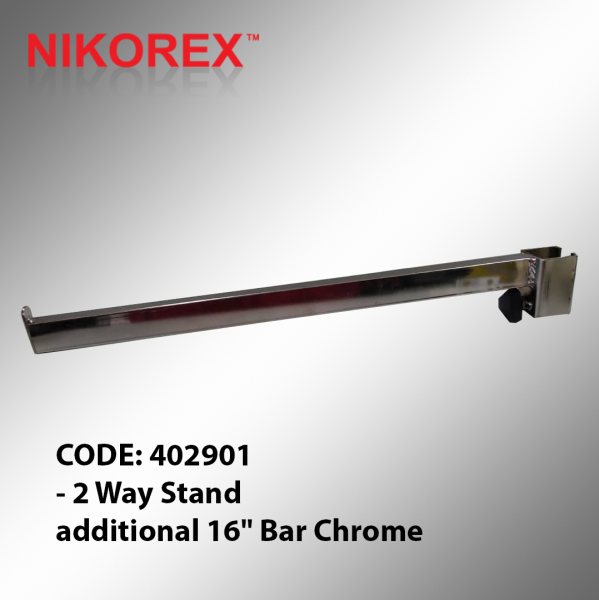 402901 - 2 Way Stand  additional 16" Bar Chrome Rack Part & Accessories GARMENT RACKS Singapore Supplier, Supply, Manufacturer | Nikorex Display (S) Pte. Ltd.