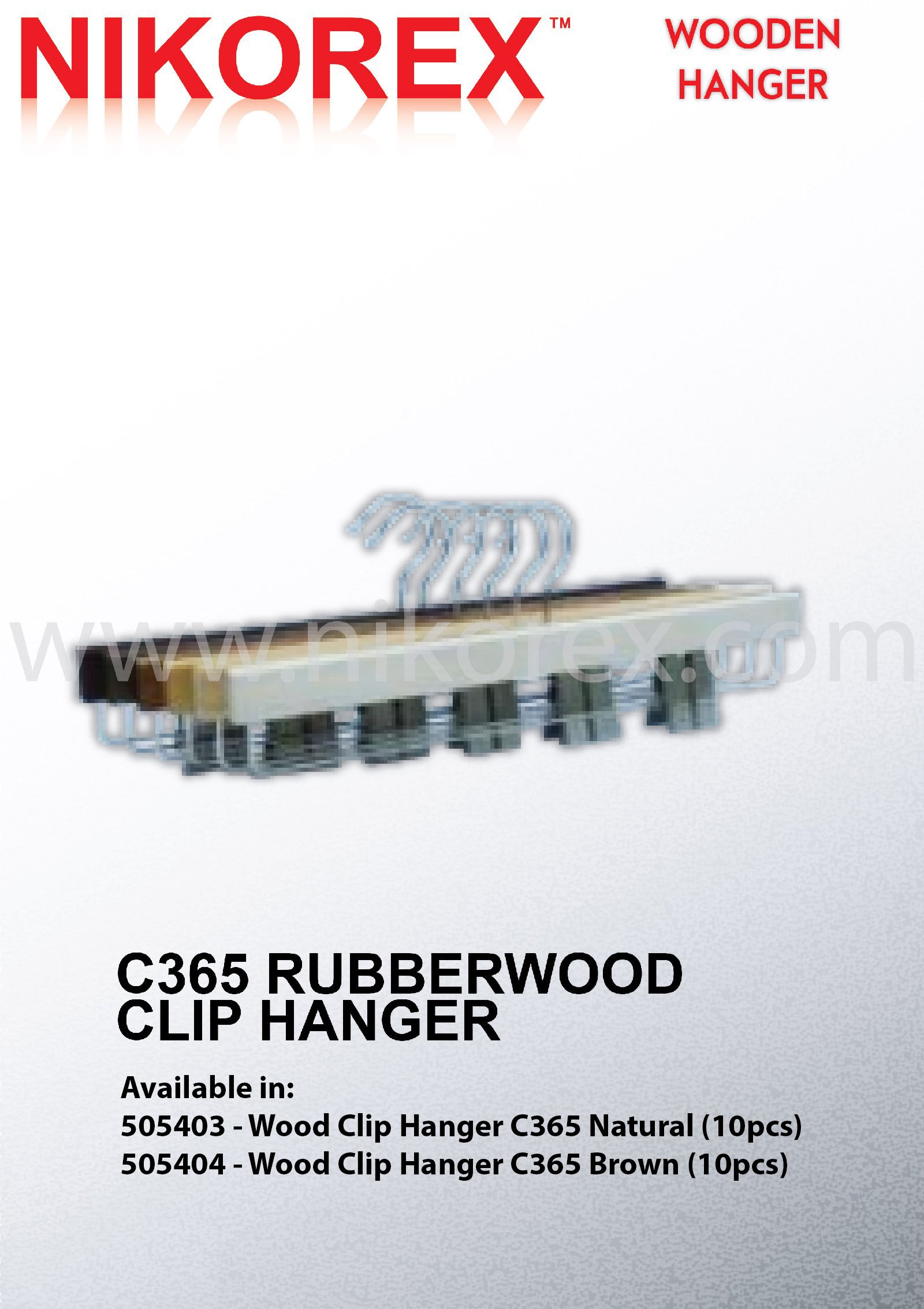 505403 / 505404 - Wood Clip Hanger C365 (10pcs) Wooden Hanger HANGERS  Singapore Supplier