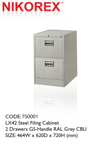 750001 - 2 DRAWERS FILING CABINET (LX42) 18.5"L OFFICE FURNITURES Singapore Supplier, Supply, Manufacturer | Nikorex Display (S) Pte. Ltd.