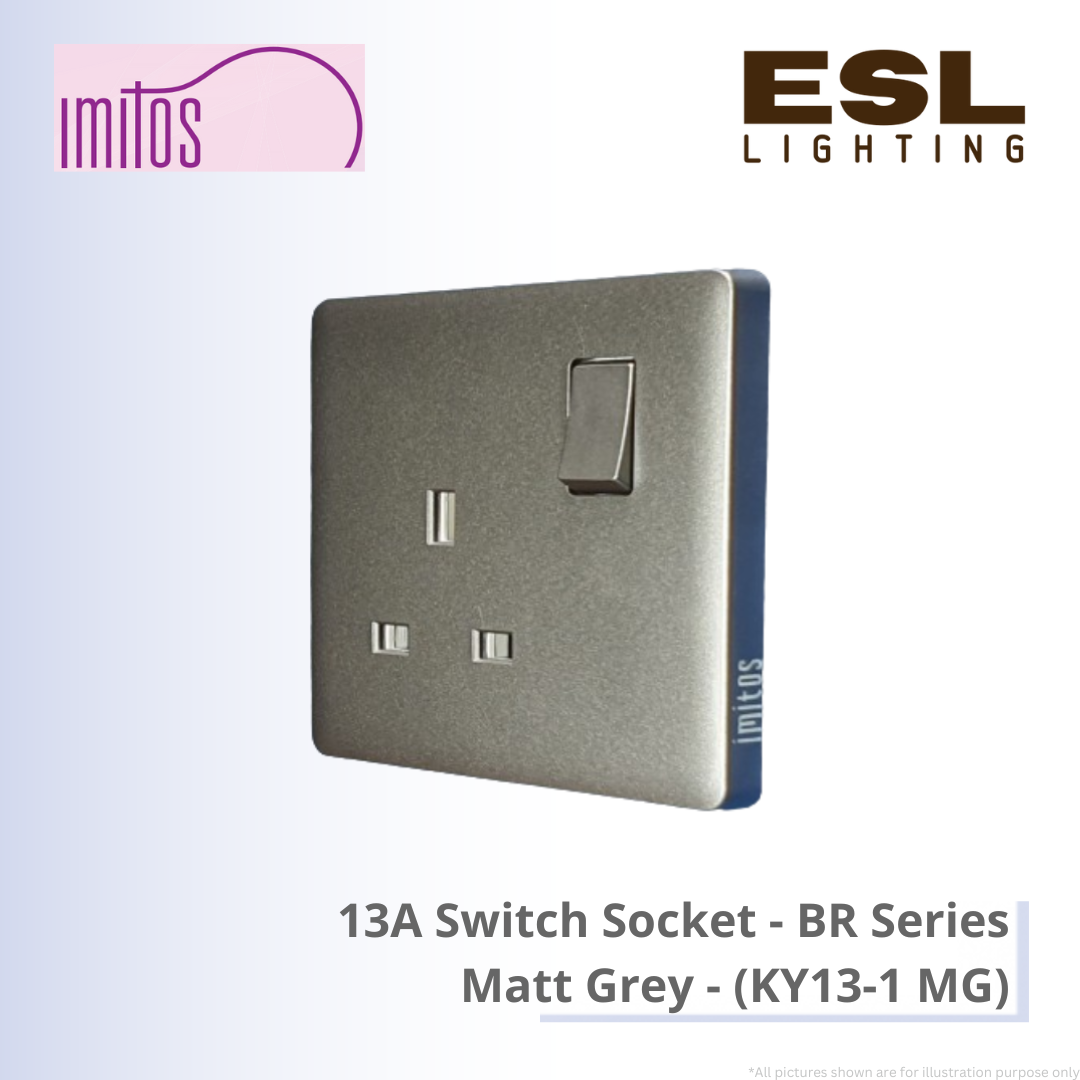 IMITOS 13A Switch Socket (BR Series) Matt Grey - KY13-1 MG [SIRIM]