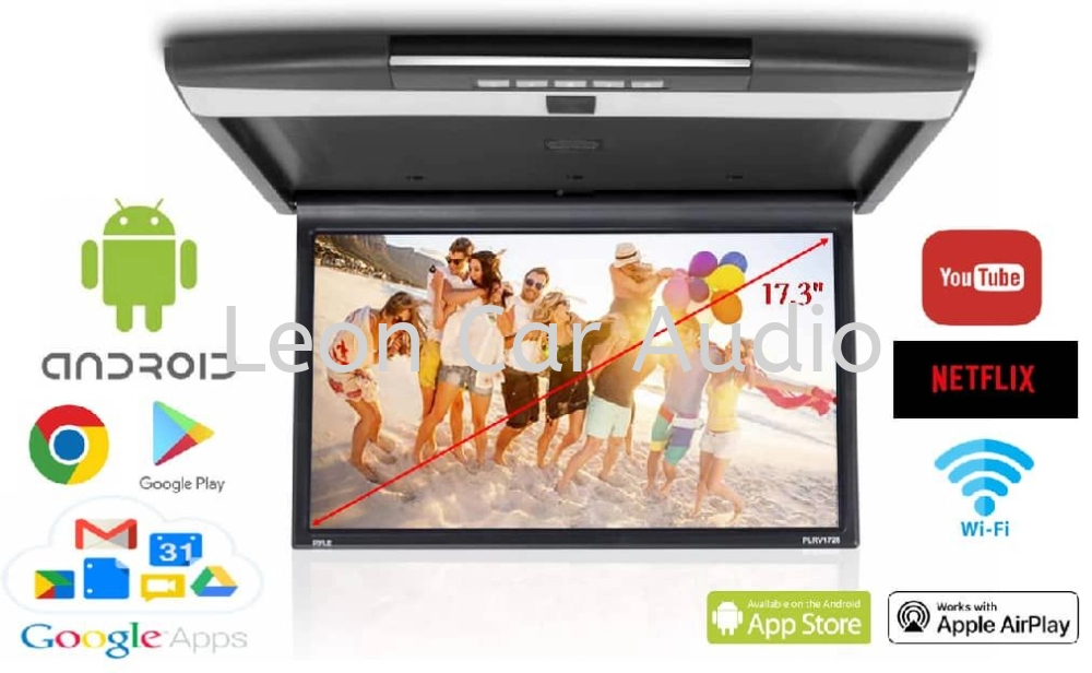 Leon new kia Carnival 2023 17.3" fhd android Netflix YouTube wifi usb hdmi mp5 roof led monitor