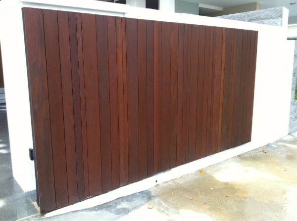 Main Sliding Gate Chengai Wood Design. Main Gate and Fencing Singapore Supplier, Supplies, Provider | Sweet Home Integration Pte Ltd