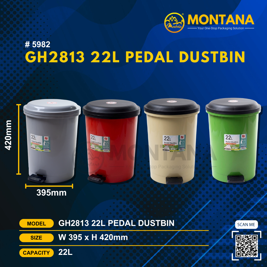 (5982) GH2813 22L PEDAL DUSTBIN