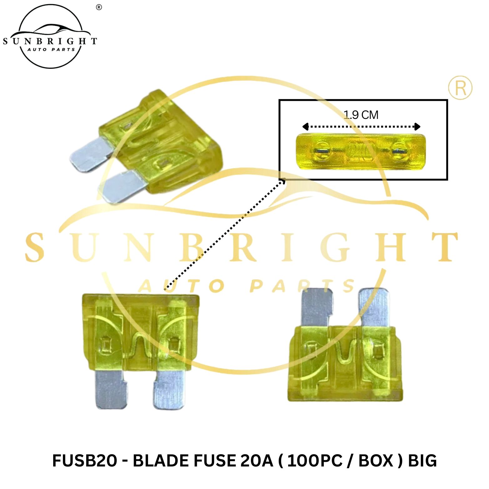 FUSB20 - BLADE FUSE 20A ( 100PC / BOX ) BIG