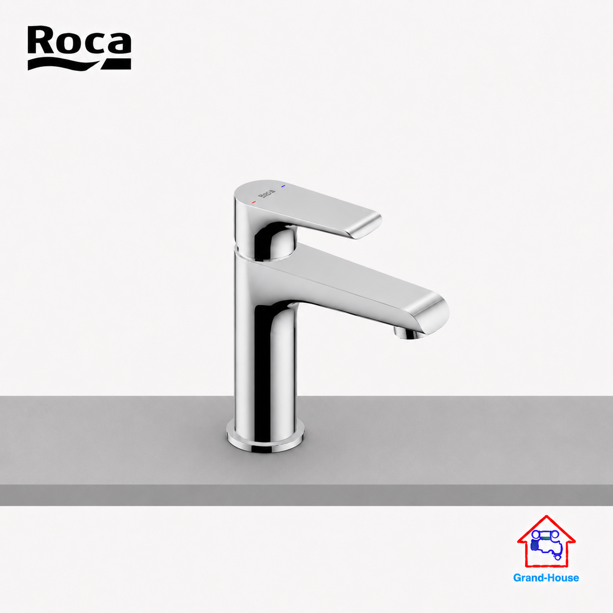 Roca Enna-N Basin Pillar Tap, Smooth Body, Without Waste and Flexible Hose