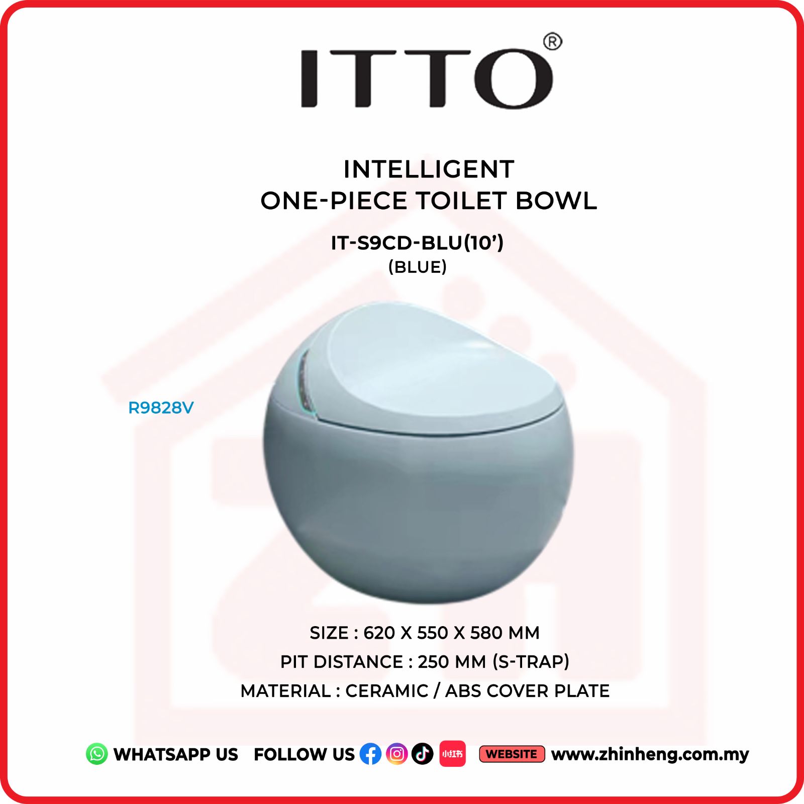 ITTO INTELLIGENT ONE-PIECE TOILET BOWL IT-S9CD-BLU(10")
