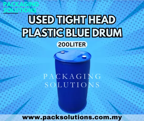 Used Tight Head Plastic Blue Drum - 200L