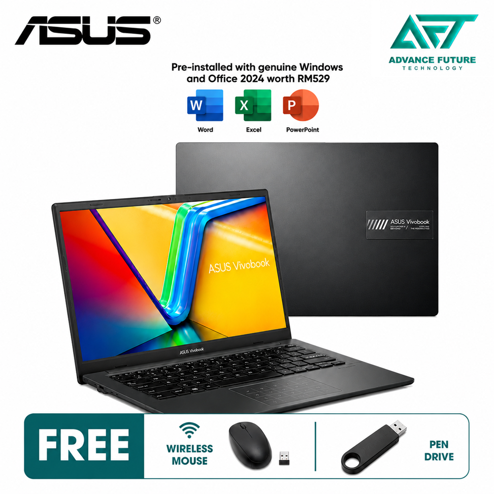 Asus VivoBook Go 14 E1404F-AEB130WS 14" FHD Laptop Mixed Black ( AMD Ryzen 3 30, 8GB, 512GB SSD, ATI, W11, H&S 2024&M365 )