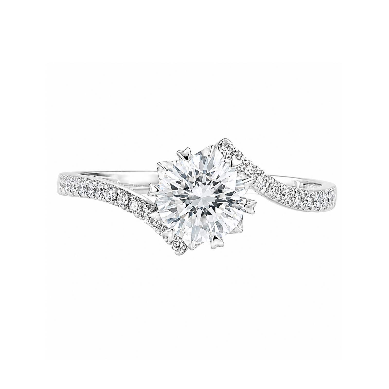 Roman & Co庐 Orivelle Split Pav茅 Cathedral Solitaire Ring