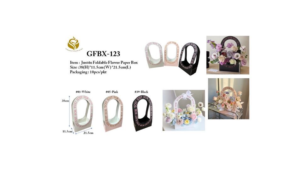 Foldable Flower Paper Box – Just4u Floral Gift Packaging with Handle (GFBX-123)